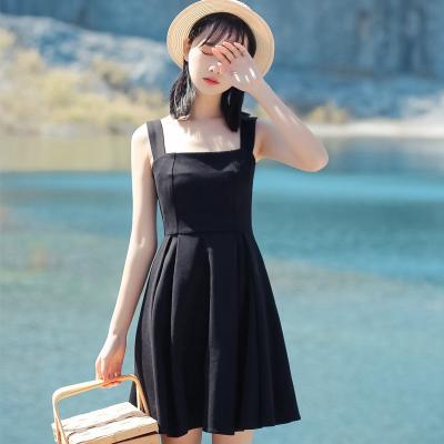 初恋裙复古文艺学生2018新款韩版小清新小黑裙吊带裙子女连衣裙夏